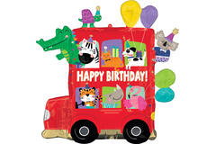 Foil Balloon - Shape - Party Bus - "HAPPY BIRTHDAY"